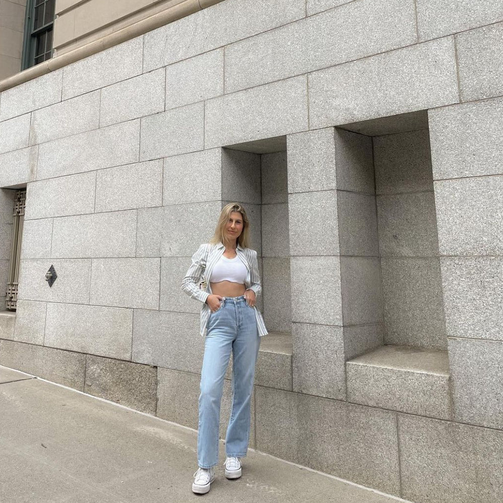 Jean droit femme taille haute très tendance