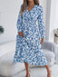 Women's Elegant Floral Cross V-Neck Waist-Defined Hem Ruffle Maxi Dress