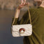 Embroidered Thread Chain Design Messenger Bag For Women Big Metal Buckle Shoulder Bag