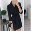 Long Sleeve Notched Collar Solid Casual Elegant Dress