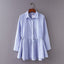 New Style Waist Drawstring Striped Shirt Women