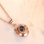 925 Sterling Silver Rose Flower Pendant Necklaces Women Trendy Projection 100 Languages LOVE Necklace Handmade Jewelry