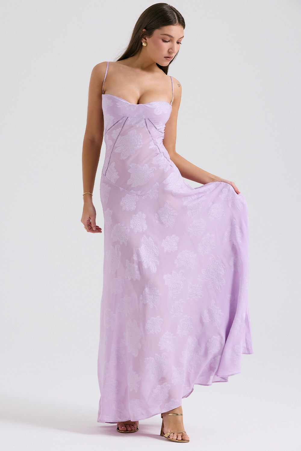 Robe Bretelles en Dentelle Florale Sexy, Mode Été, Robes Longues Slim à Lacets au Dos, Tenue de Soirée Club pour Femme