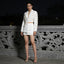 Two Piece Formal Suit Womens Hand Stitched Pearl Blazer And Skirt Set