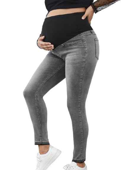 Pregnant Women High Waist Belly Support Denim Trousers