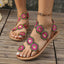 Ethnic Style Flowers Flat Sandals Summer Vacation Casual Clip Toe Beach Shoes For Women
