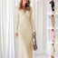 Slim V-neck Knitted Long Dress Fashion Sexy Long-sleeved Bow Dress Women's