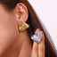 18K Gold Triangular Stud Earrings Ins Fashion Niche Style Retro Earrings For Women Jewelry