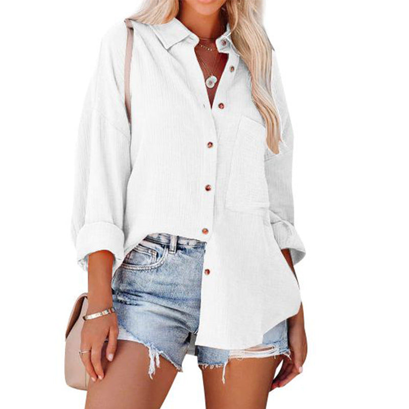 Chemise décontractée à manches longues pour femme
