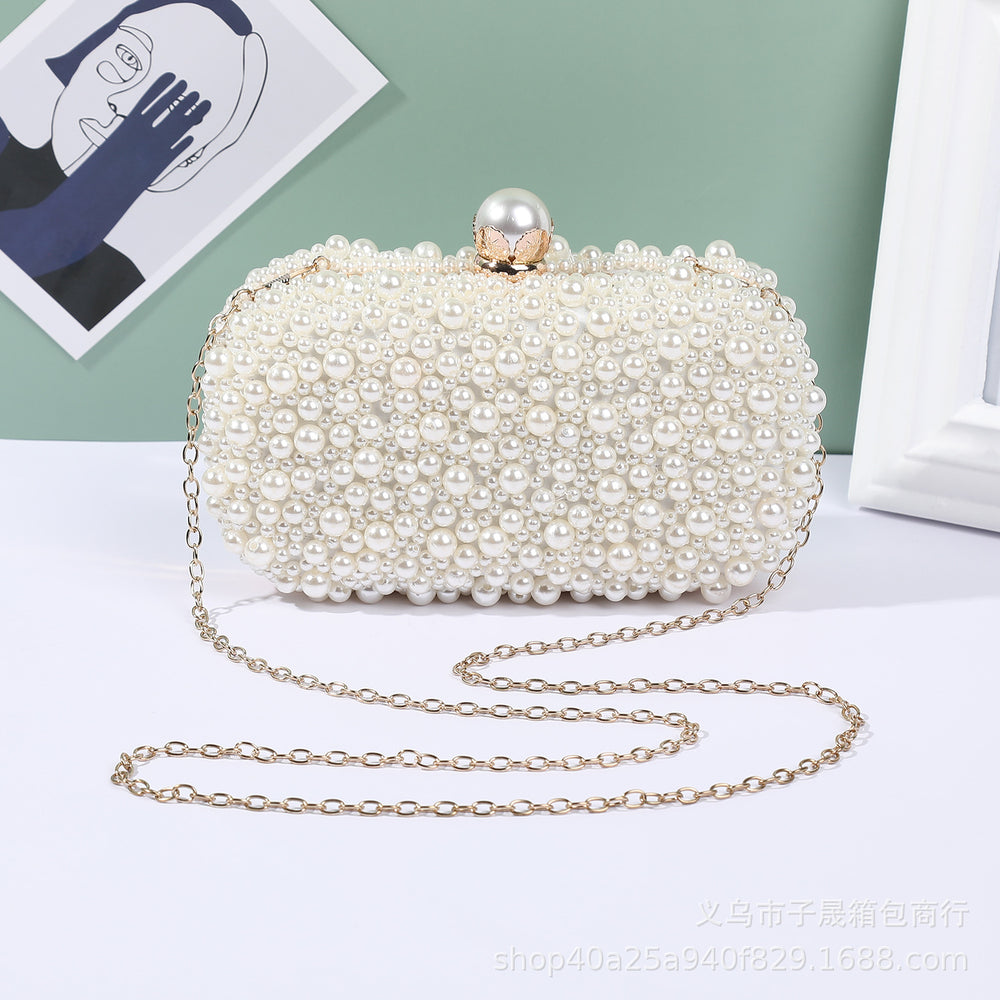 Sac de soirée en perles pour femme avec fermoir et surface souple
