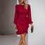 Puff Sleeve Solid Color Sheath Dress Women