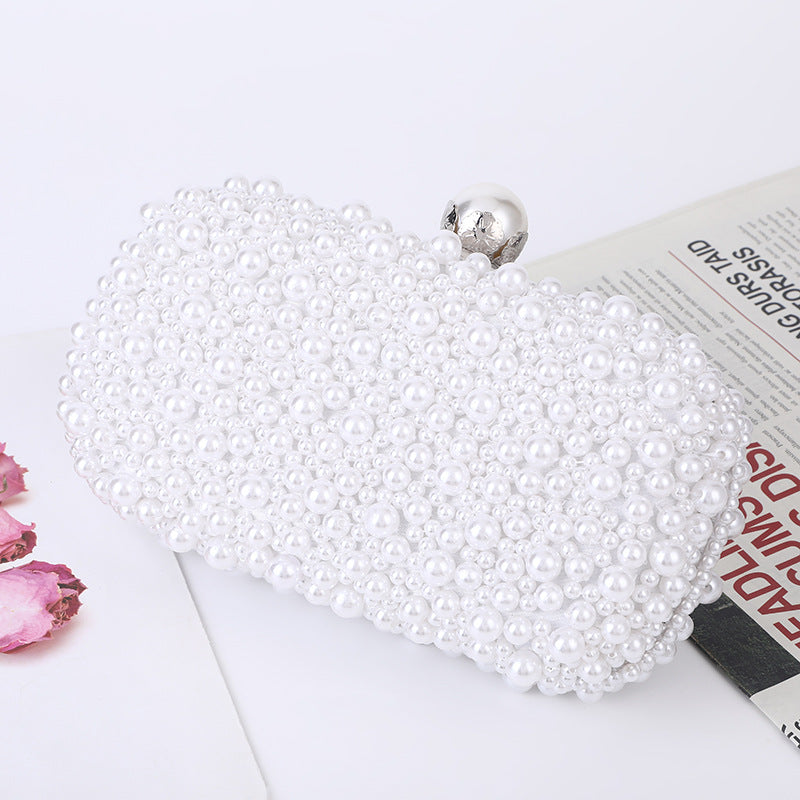 Sac de soirée en perles pour femme avec fermoir et surface souple