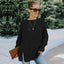 Round Neck Long Sleeve Hollow Knit Sweater Women Loose Sweater Winter