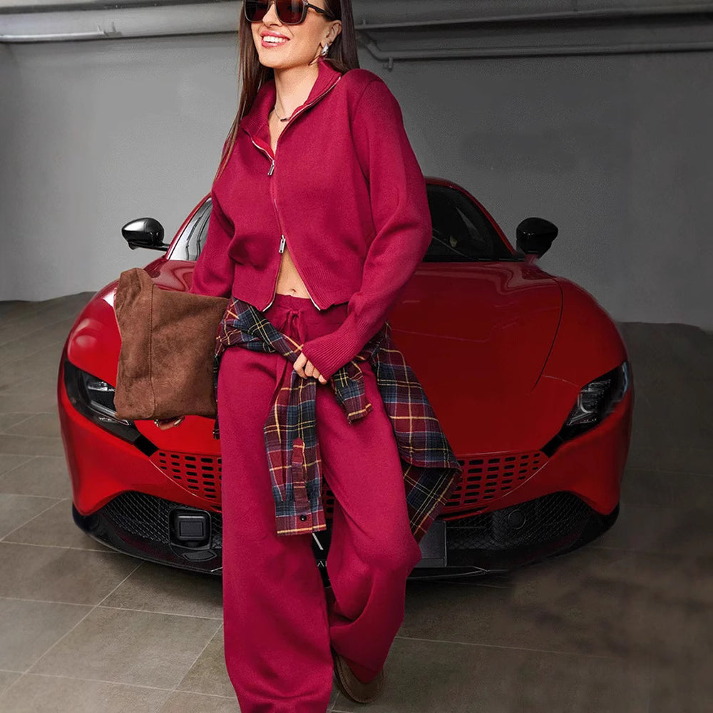 Ensemble deux pièces décontracté cardigan pour femme