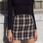 Plaid skirt with double slit bottom