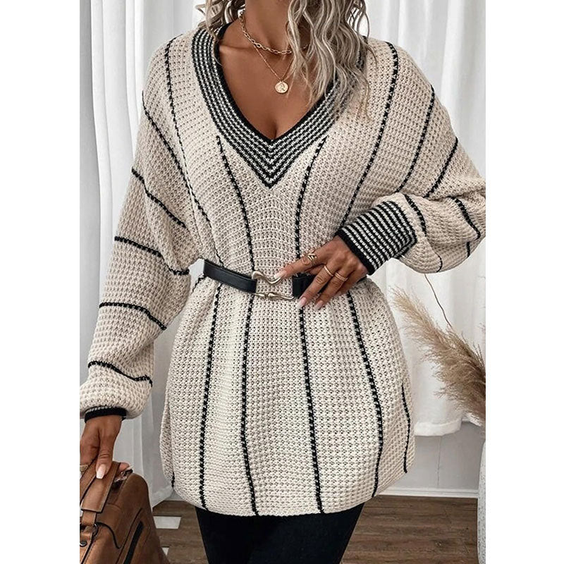 Pull ample décontracté vertical pour femmes