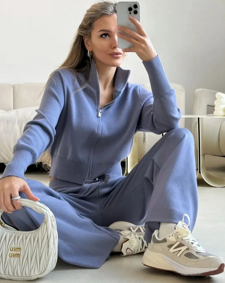 Ensemble deux pièces décontracté cardigan pour femme