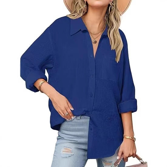 Chemise décontractée à manches longues pour femme