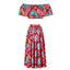 One-shoulder Suit Ethnic Print Elastic Skirt Two-piece Set