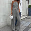 Two-piece Set Lace-up Halterneck Vest Sleeveless Top Women's Wide-leg Pants Suit