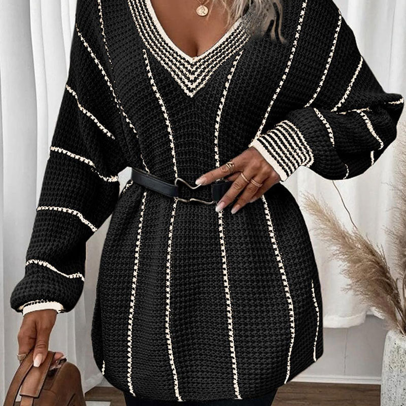 Pull ample décontracté vertical pour femmes