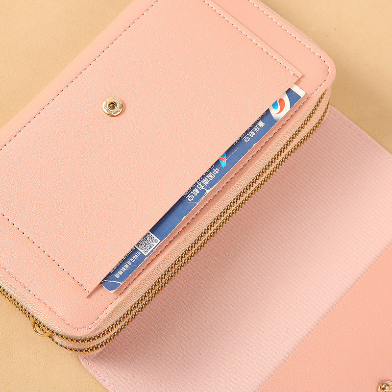 Sac bandoulière multifonctionnel Pochette mi-longue et porte-monnaie