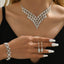 Diamond-shaped Jewelry Necklace Bracelet Earrings For Women