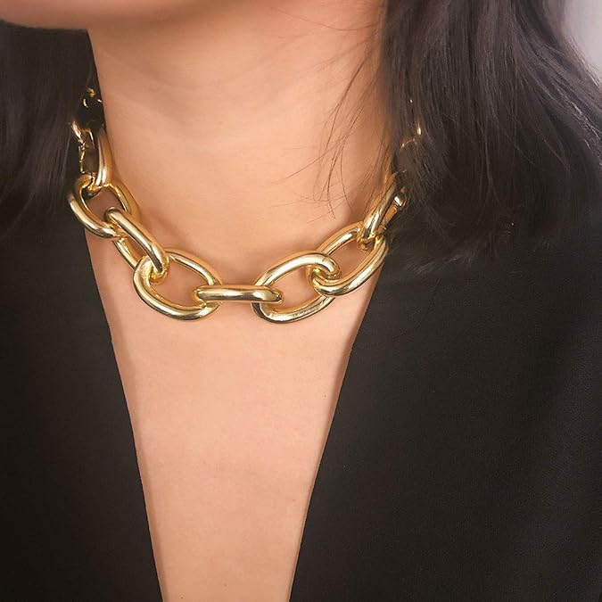 Boho Choker Necklace Gold Cuban Link Necklaces Chain Fashion Jewelry For Women And Girls