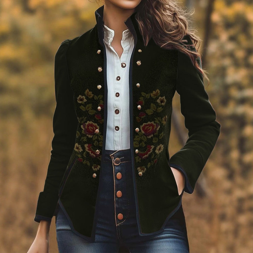 Blazer élégant brodé floral pour femmes