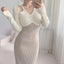 French Style Gentle Halter Knitted Long-sleeved Dress Women