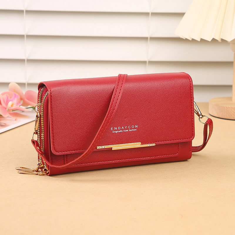 Sac bandoulière multifonctionnel Pochette mi-longue et porte-monnaie