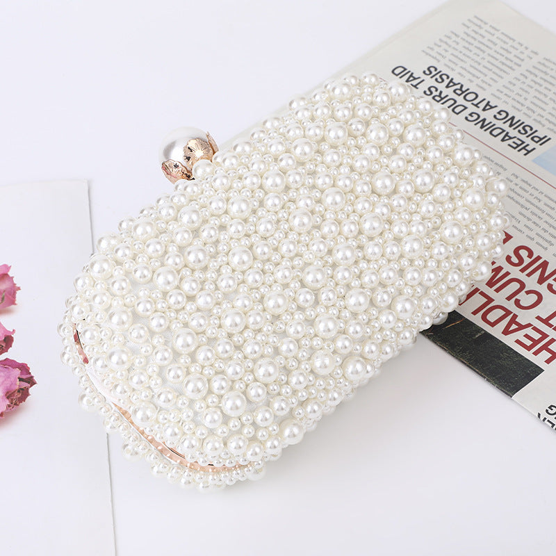 Sac de soirée en perles pour femme avec fermoir et surface souple