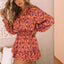 Cross-border Printed Stand Collar Long Sleeve Elastic Waist Bag Liner Dress