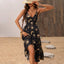 Lady Gothic Retro Dark Skull Bone Sun And Moon Print Dress