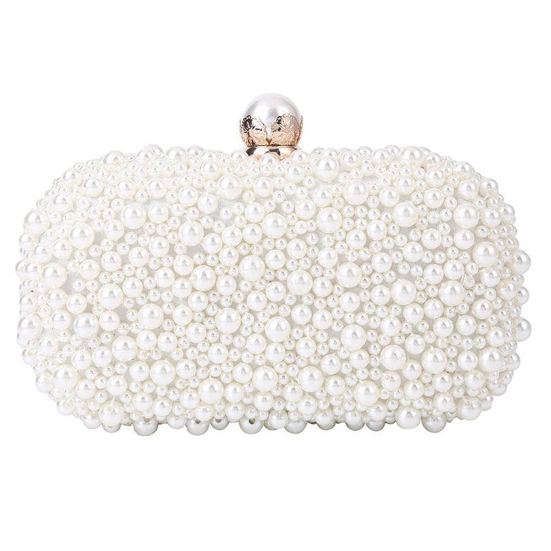 Sac de soirée en perles pour femme avec fermoir et surface souple