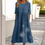 Round Neck Half Sleeve Printed Plus Size Loose Casual Dress