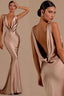 Mermaid Bridesmaid Dresses For Wedding Deep V Neck Satin Prom Dress Long Formal Evening Gowns For Women