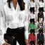 Spring Long Sleeve V-Neck Loose Printed Shirt Shirt Top Women