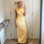 Women's Fashion New Pleated Backless Dress