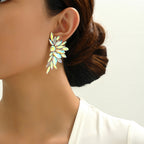 Luxury Crystal Wing Stud Earrings Statement Rhinestone Sparkly Elegant Jewelry For Women Party Wedding Bridal Prom