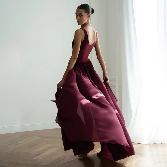 Sleeveless Patchwork Chiffon Dress For Women Main Image