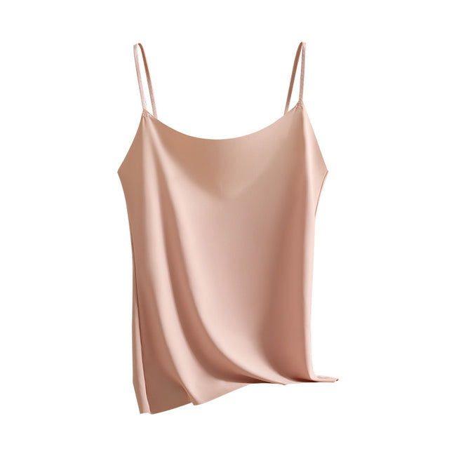 Summer Seamless Ice Silk Camisole Womens Solid Color Casual Inner Layer Top Main Image