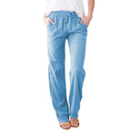 Foreign Trade Solid Color Elastic Waist Casual Trousers Women