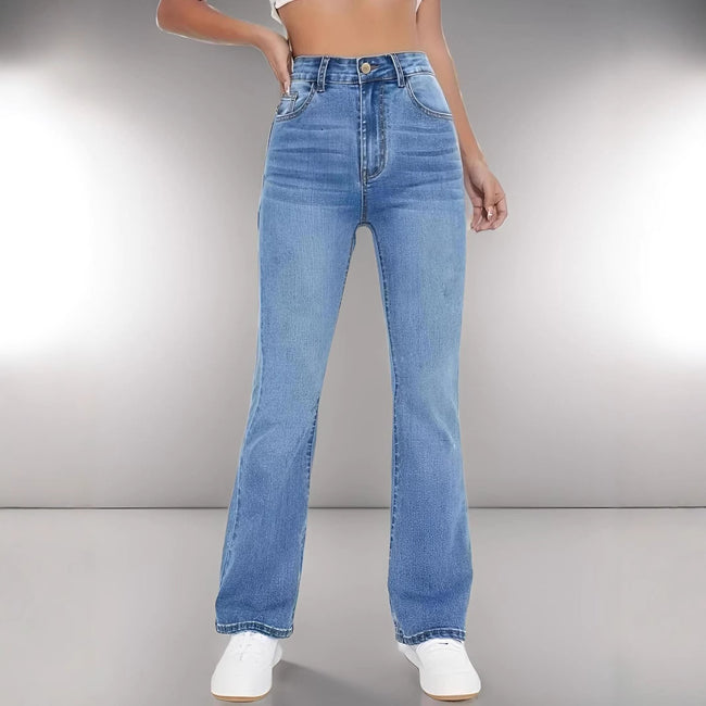 European And American Style Women Skinny Light Blue Jeans For Women Slim-fit Figure Flattering Pants Trendy Hover Image