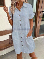 European And American Pocket Shirt Lapel Dress