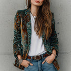 Women's Fashionable Casual Blazer With Floral Print