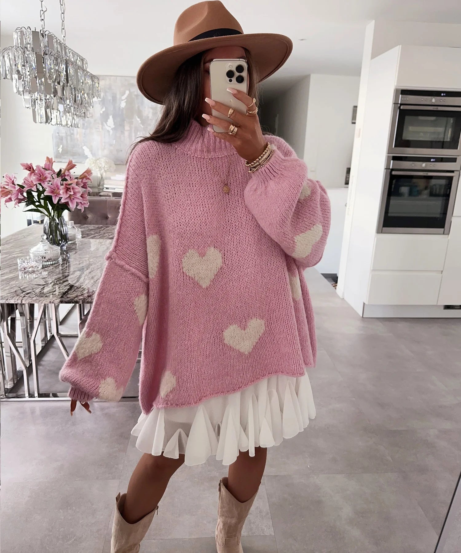 Color-blocked Loose Knit Sweater For Women