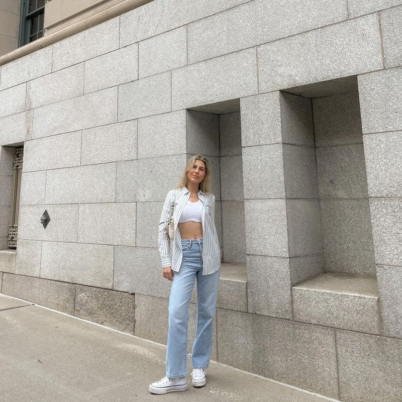 Jean droit femme taille haute très tendance