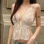 Strap Lace Stitching Halterneck Vest Women