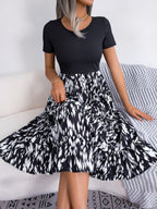 Women  Casual Leopard Print Ruffle Midi Dress